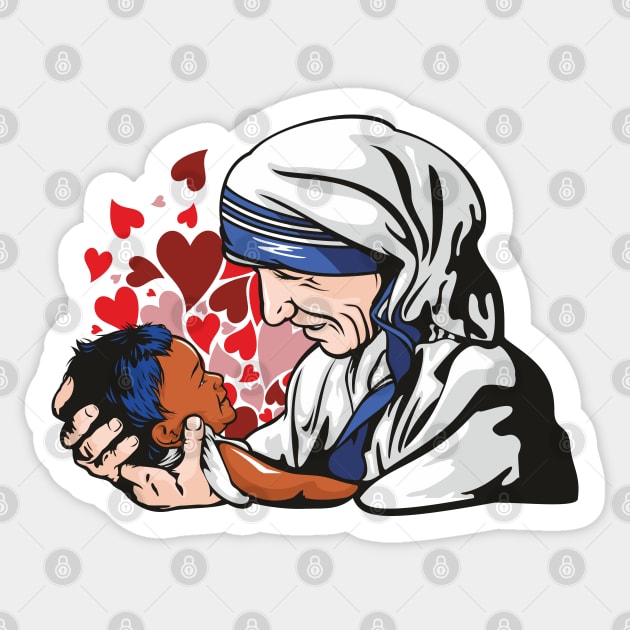 Mother Teresa With Child Sticker by Jamie Lee Art